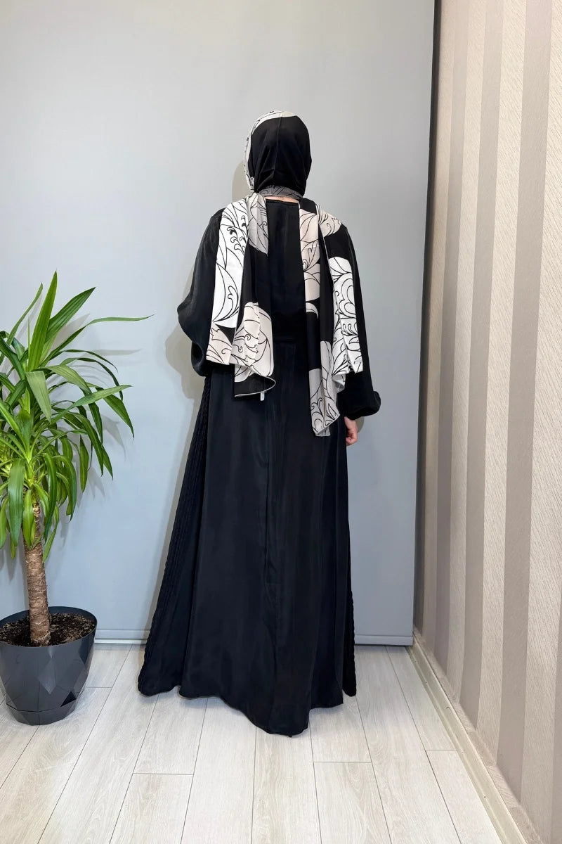 Misswhence Cupro İpek Elbise 39833 - Siyah - Görsel 4 