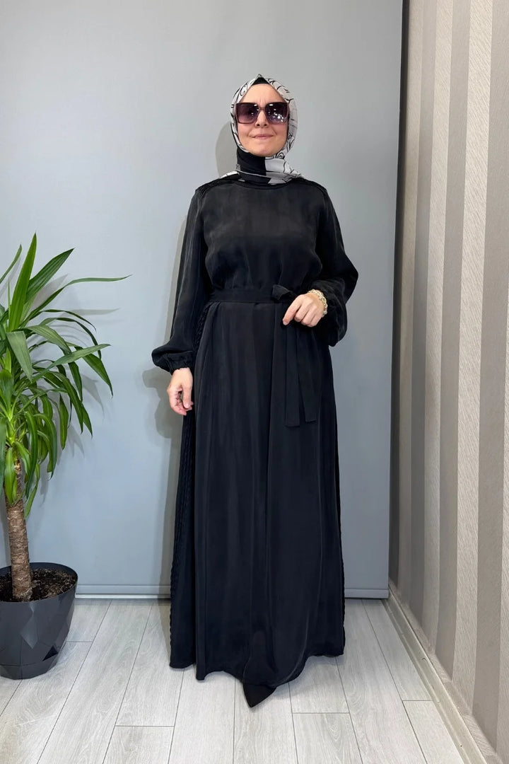 Misswhence Cupro İpek Elbise 39833 - Siyah - Görsel 1 