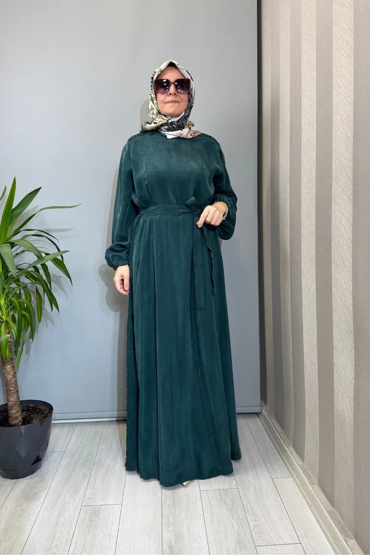 Misswhence Cupro İpek Elbise 39833 - Yeşil - Görsel 1 
