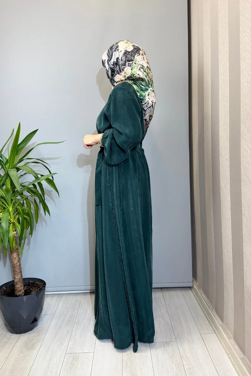 Misswhence Cupro İpek Elbise 39833 - Yeşil - Görsel 2 