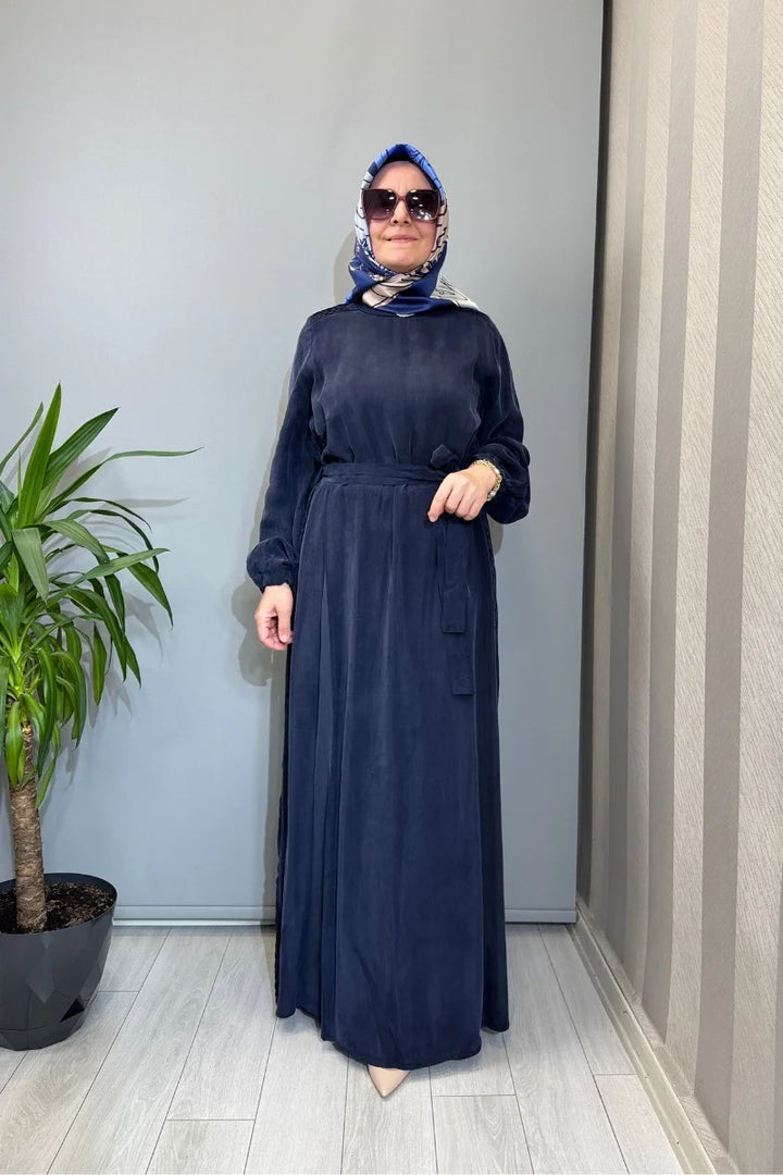 Misswhence Cupro İpek Elbise 39833 - Lacivert - Görsel 1 
