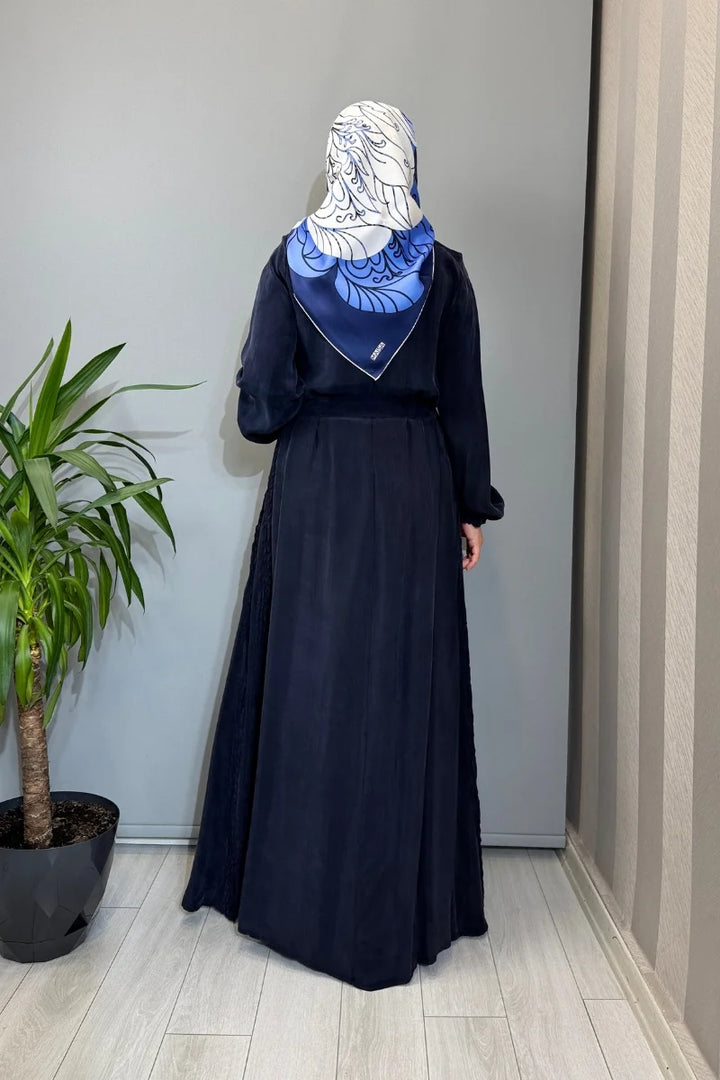 Misswhence Cupro İpek Elbise 39833 - Lacivert - Görsel 3 