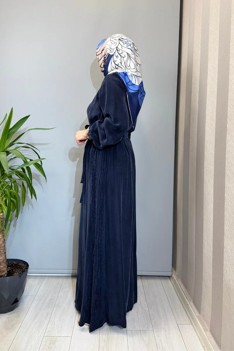 Misswhence Cupro İpek Elbise 39833 - Lacivert - Görsel 2 