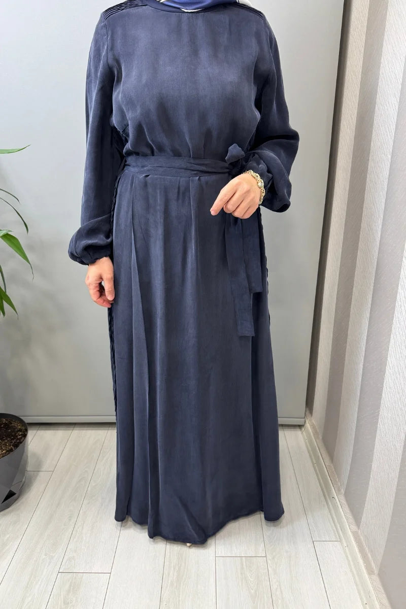 Misswhence Cupro İpek Elbise 39833 - Lacivert - Görsel 4 