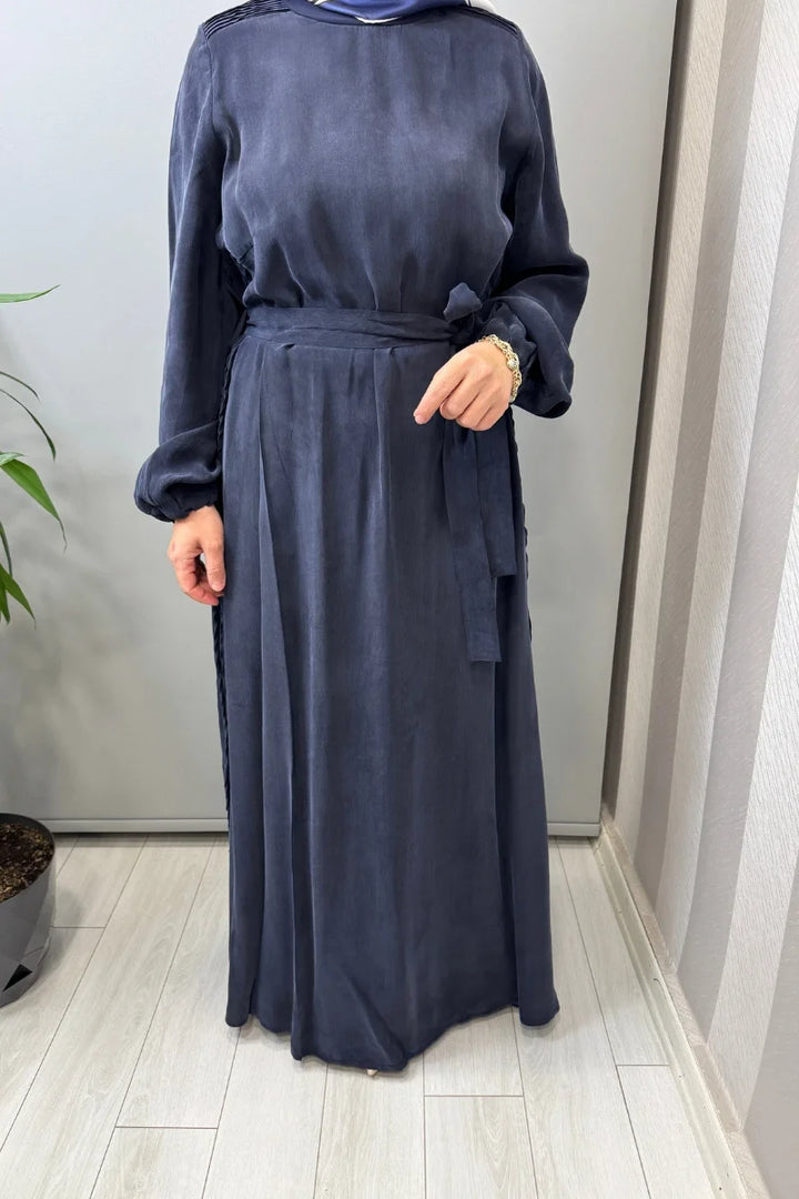 Misswhence Cupro İpek Elbise 39833 - Lacivert - Görsel 4 