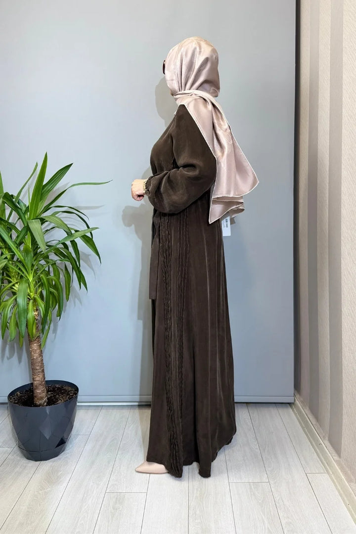 Misswhence Cupro İpek Elbise 39833 - Kahve - Görsel 2 