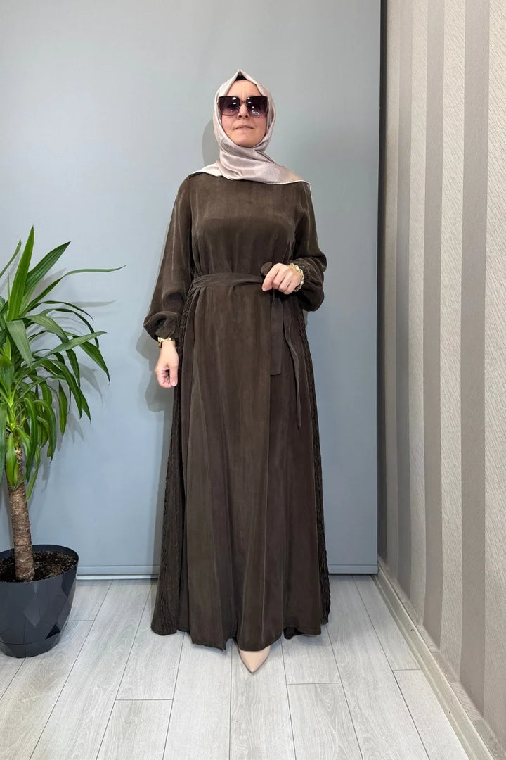 Misswhence Cupro İpek Elbise 39833 - Kahve - Görsel 1 