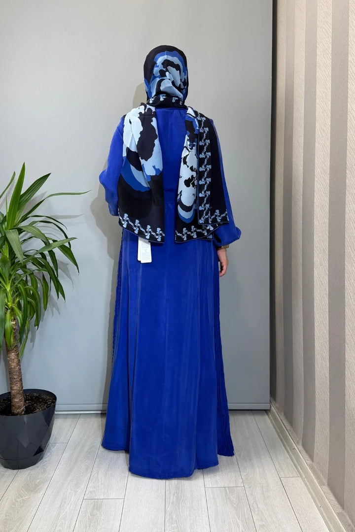 Misswhence Cupro İpek Elbise 39833 - Mavi - Görsel 3 