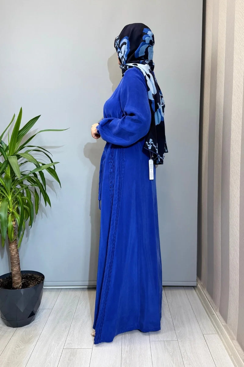 Misswhence Cupro İpek Elbise 39833 - Mavi - Görsel 2 