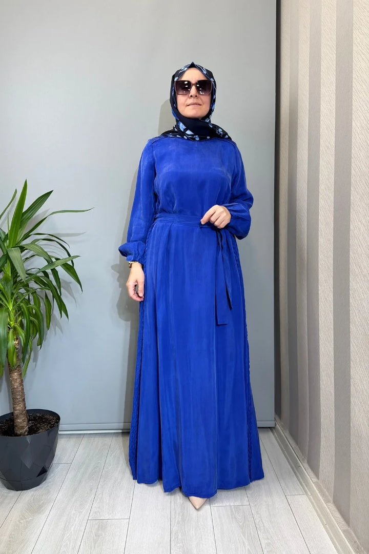 Misswhence Cupro İpek Elbise 39833 - Mavi - Görsel 1 