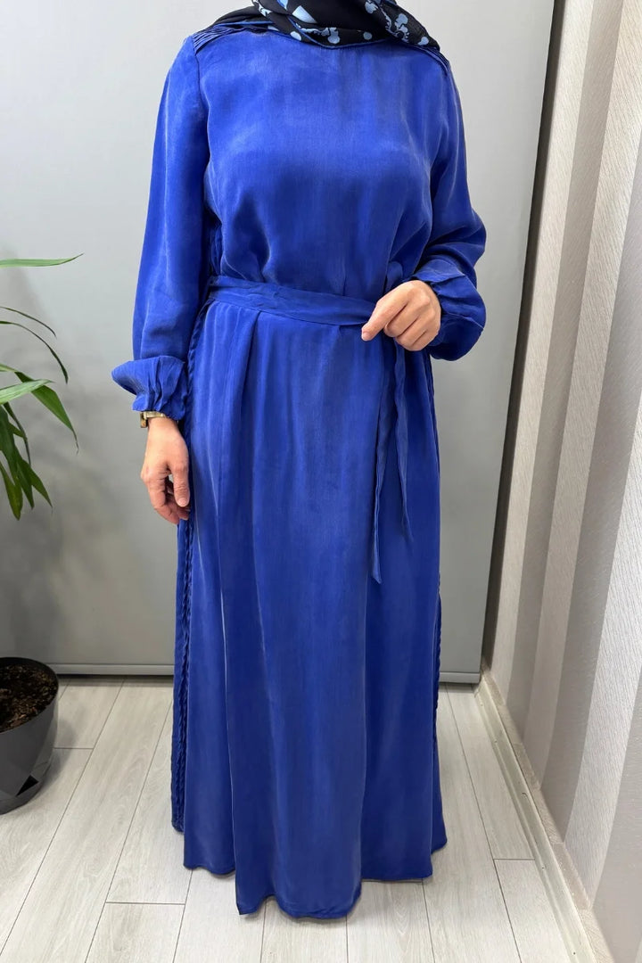 Misswhence Cupro İpek Elbise 39833 - Mavi - Görsel 4 