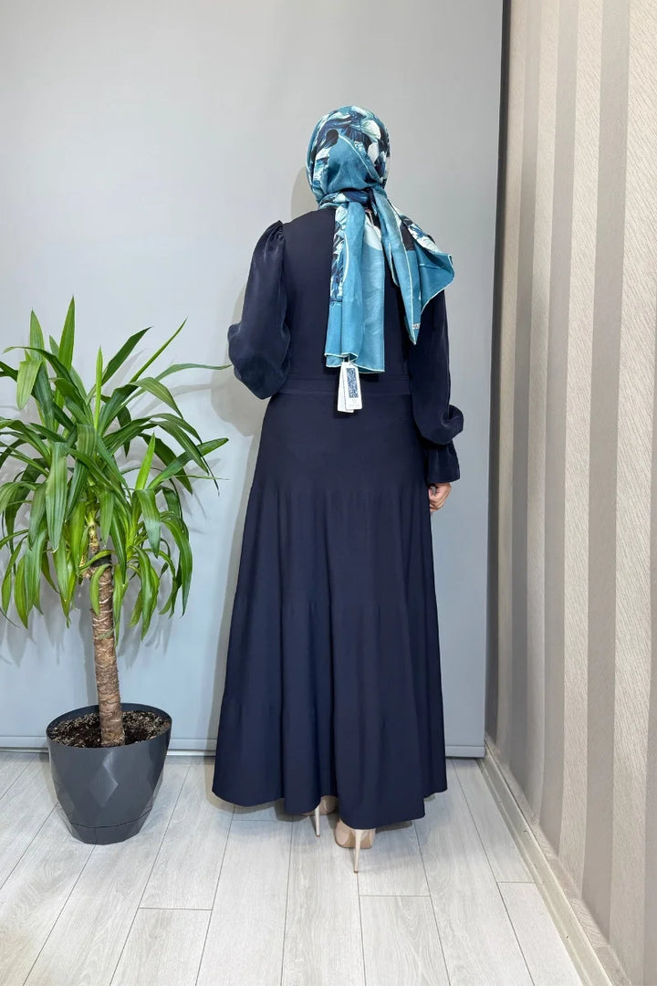 Miss Dalida Kolları Cupro Triko Elbise Lacivert T26Y- 4016