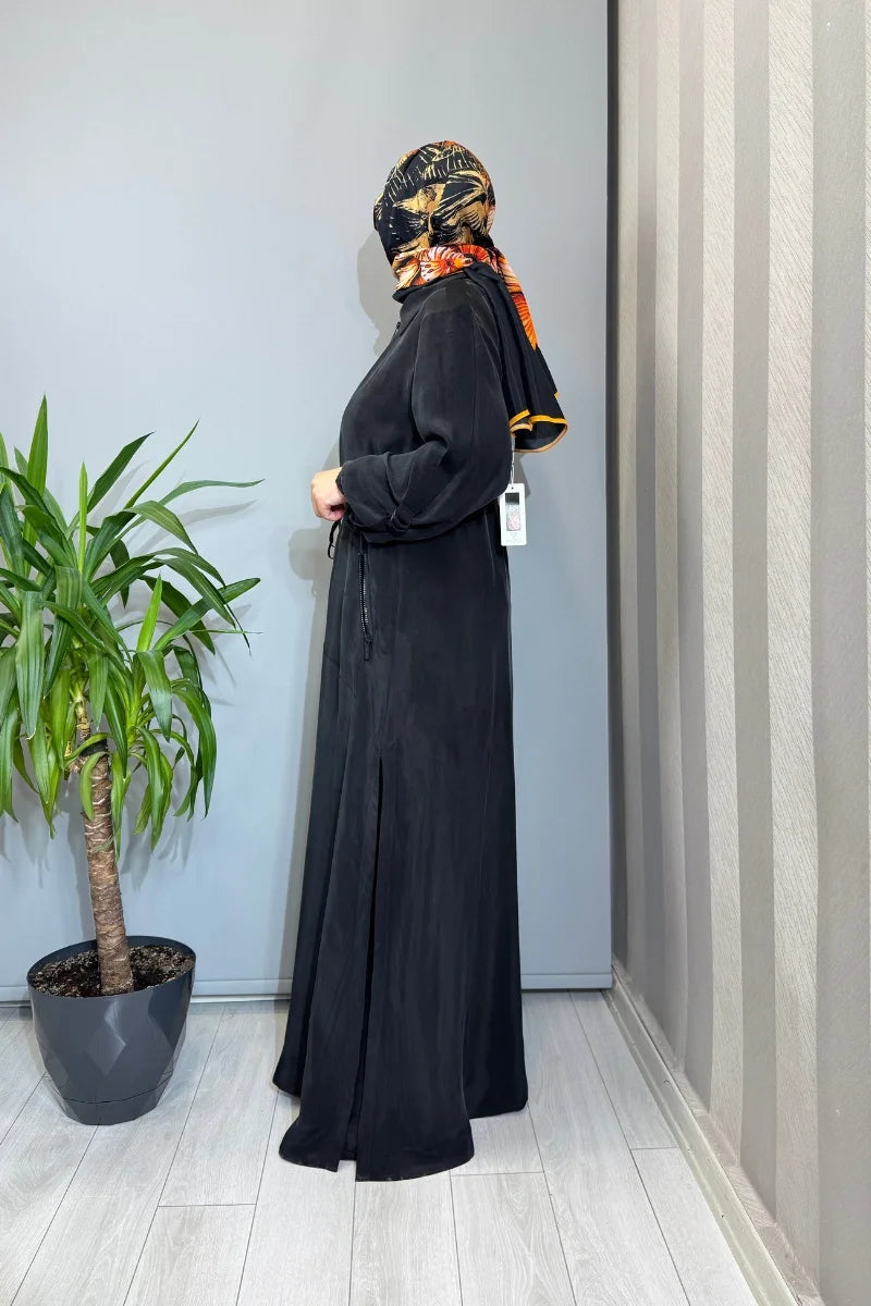 Miss Dalida Fermuarlı Beli Büzgülü Cupro Kap 2268329 - Siyah - Görsel 2 #renk_siyah