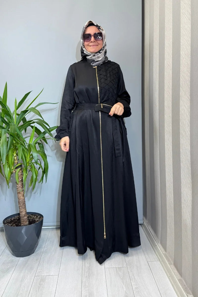 Misswhence Şifon Rüzgarlık Detaylı Keten Pardesü 39515 - Siyah - Görsel 1 #renk_siyah