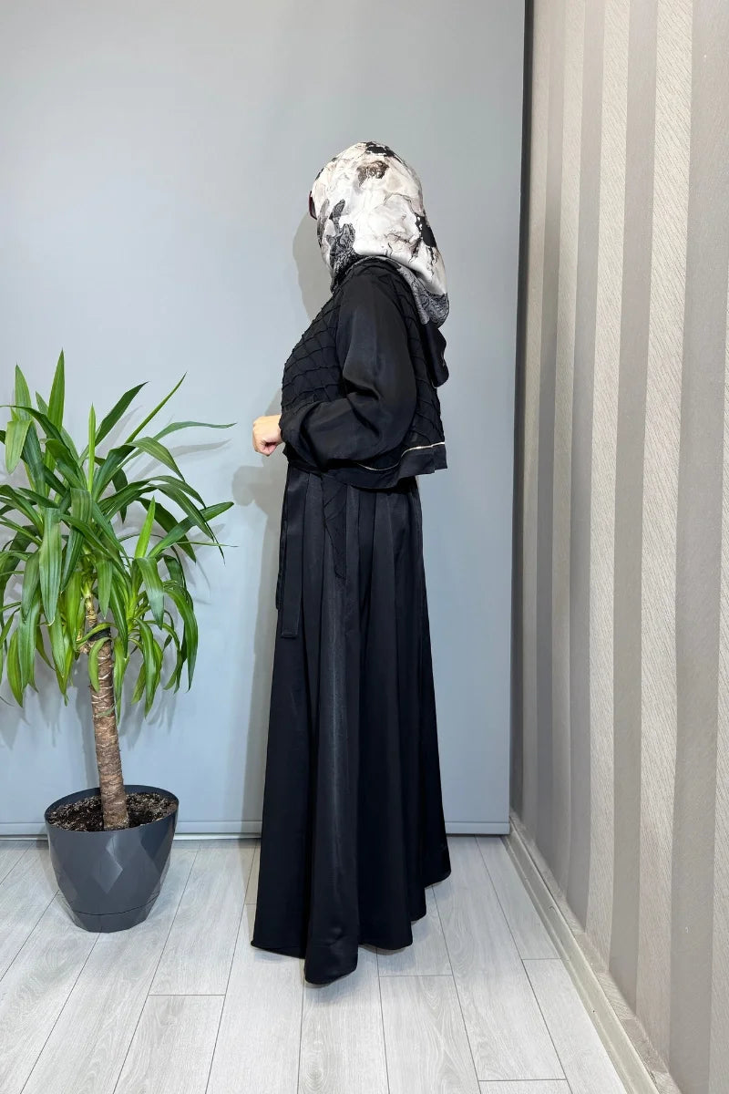 Misswhence Şifon Rüzgarlık Detaylı Keten Pardesü 39515 - Siyah - Görsel 2 #renk_siyah
