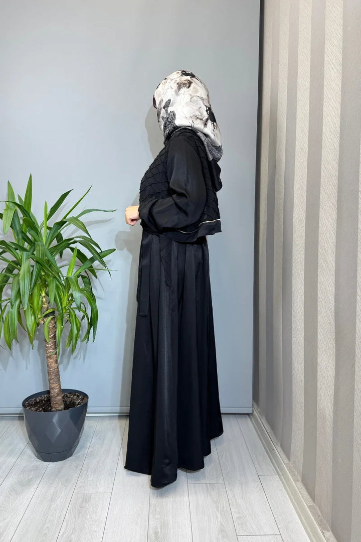 Misswhence Şifon Rüzgarlık Detaylı Keten Pardesü 39515 - Siyah - Görsel 2 