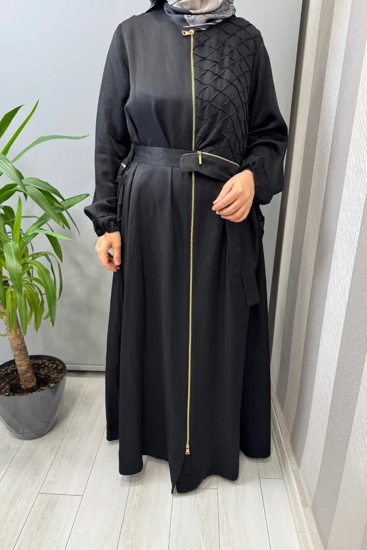 Misswhence Şifon Rüzgarlık Detaylı Keten Pardesü 39515 - Siyah - Görsel 4 