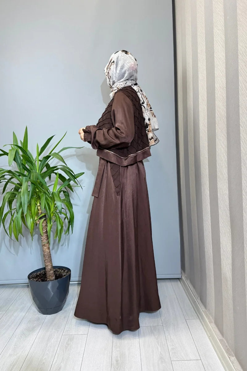 Misswhence Şifon Rüzgarlık Detaylı Keten Pardesü 39515 - Kahve - Görsel 2 