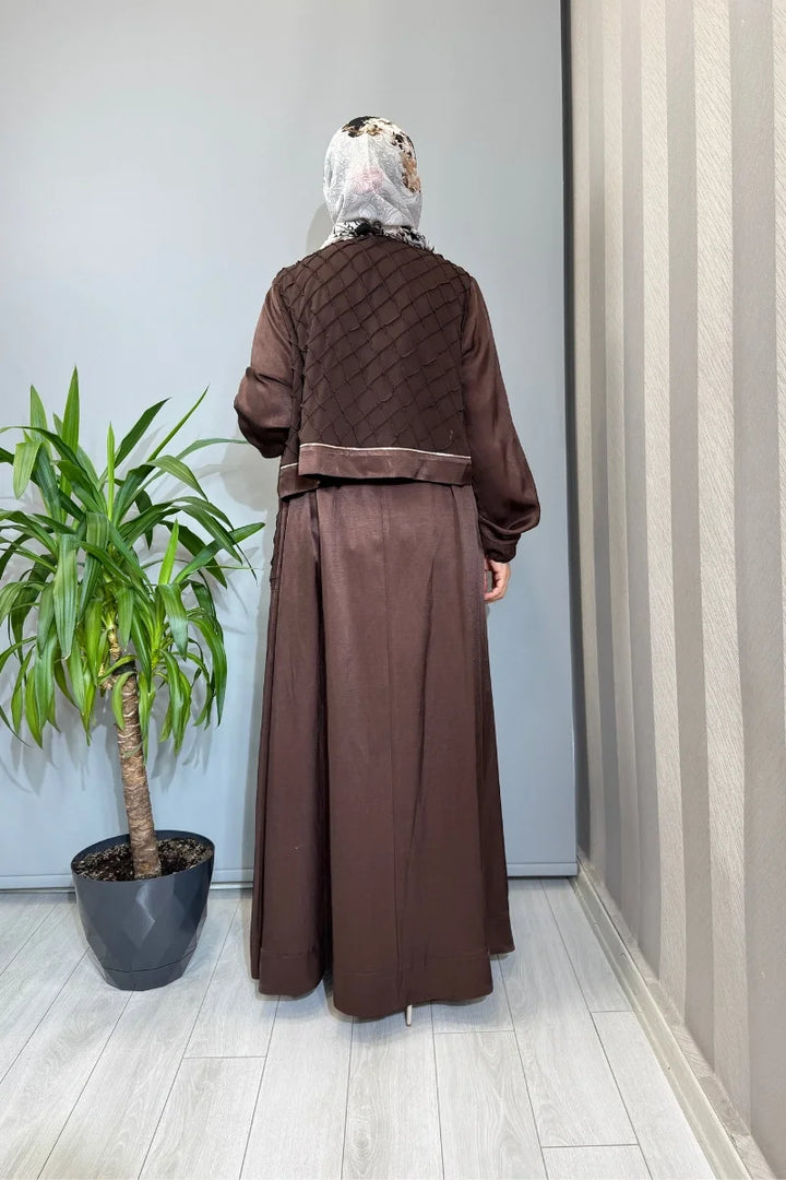 Misswhence Şifon Rüzgarlık Detaylı Keten Pardesü 39515 - Kahve - Görsel 4 