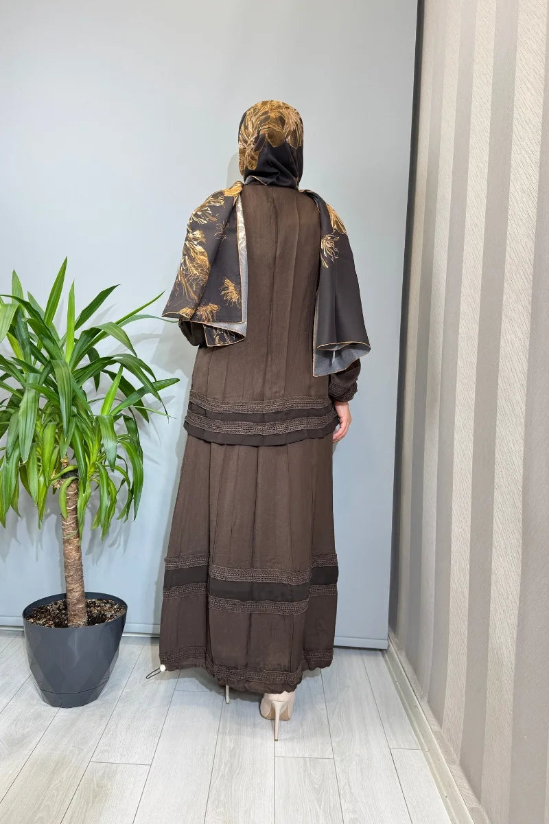 Misswhence Güpür Detaylı Takım 39010 - Kahve - Görsel 4 