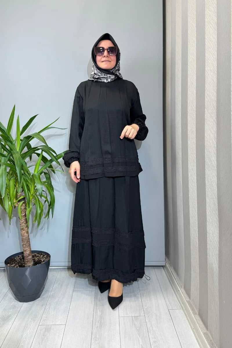 Misswhence Güpür Detaylı Takım 39010 - Siyah - Görsel 1 