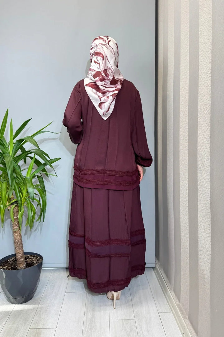 Misswhence Güpür Detaylı Takım 39010 - Bordo - Görsel 3 