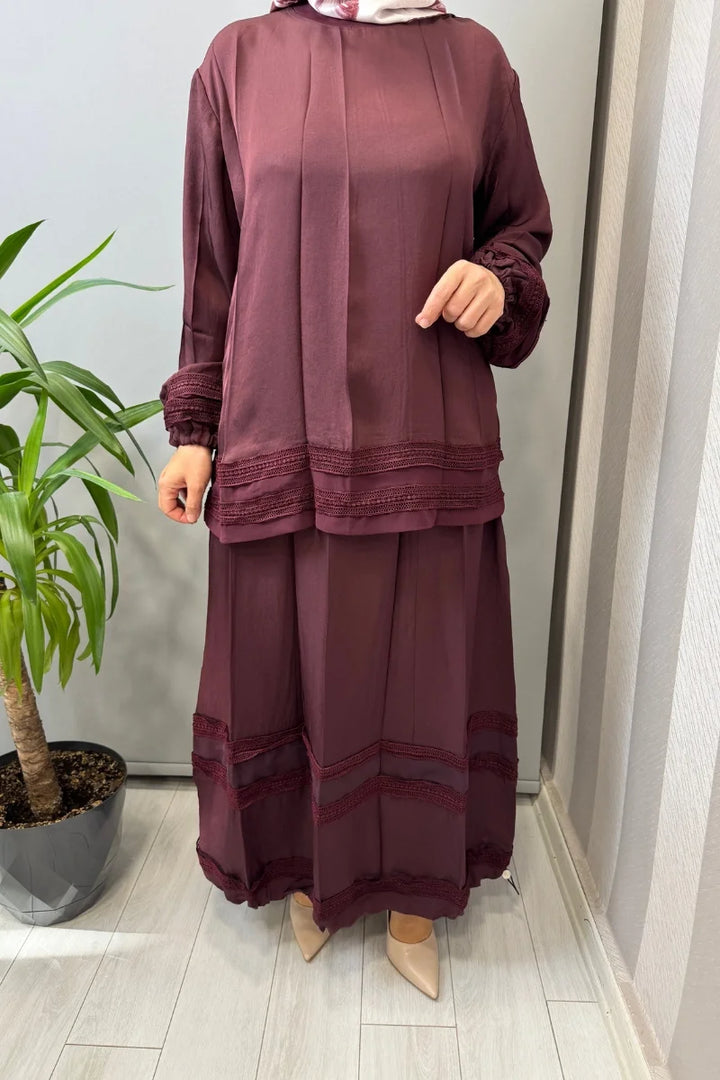 Misswhence Güpür Detaylı Takım 39010 - Bordo - Görsel 4 