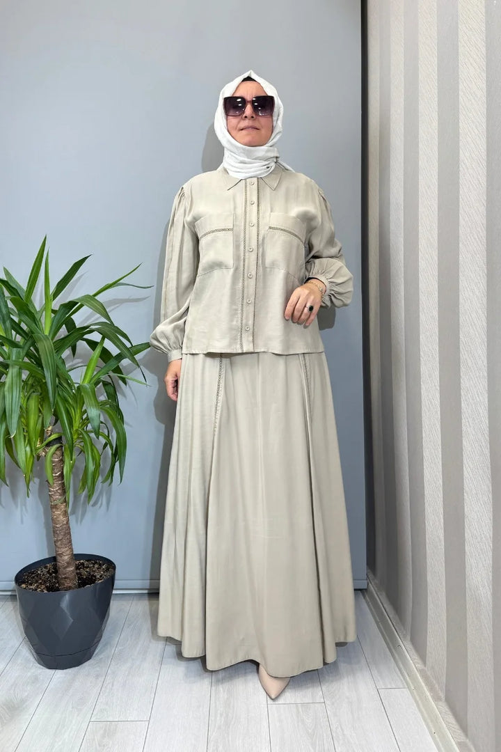 Clande Etek Gömlek Takım Bej 2601-3005 (2002)