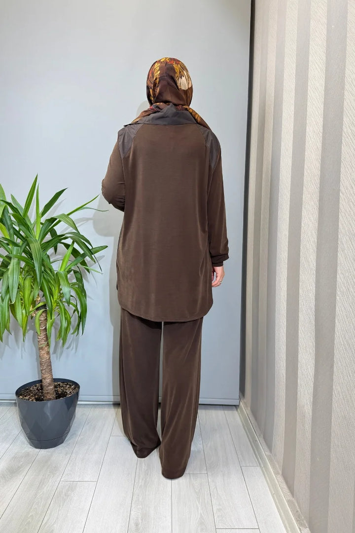 Clande Tunik Pantolon Takım Kahve 2601-3025 (1016)