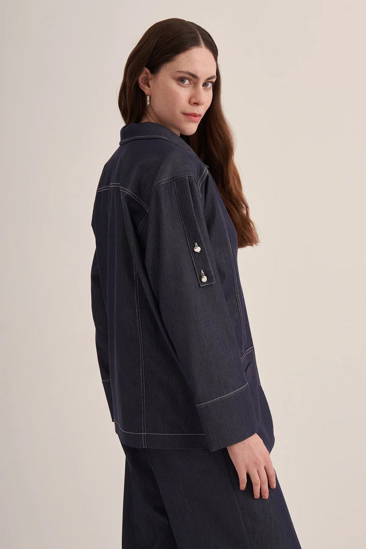 Clande Cep Detaylı Denim Ceket 2501-4011 - Mavi - Görsel 4
