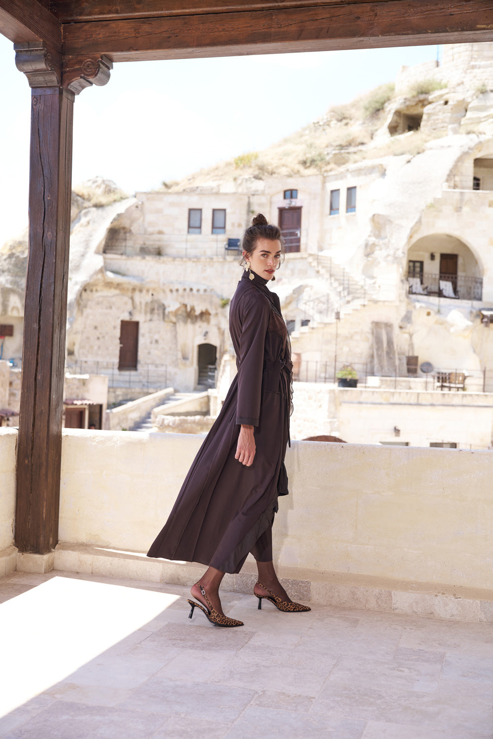 Misswhence Patchwork Elbise Kahverengi 9
