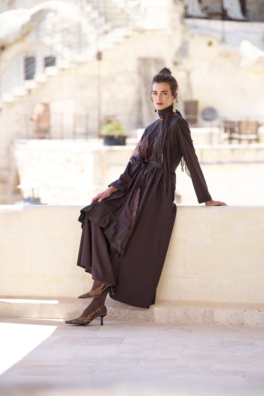 Misswhence Patchwork Elbise Kahverengi 6