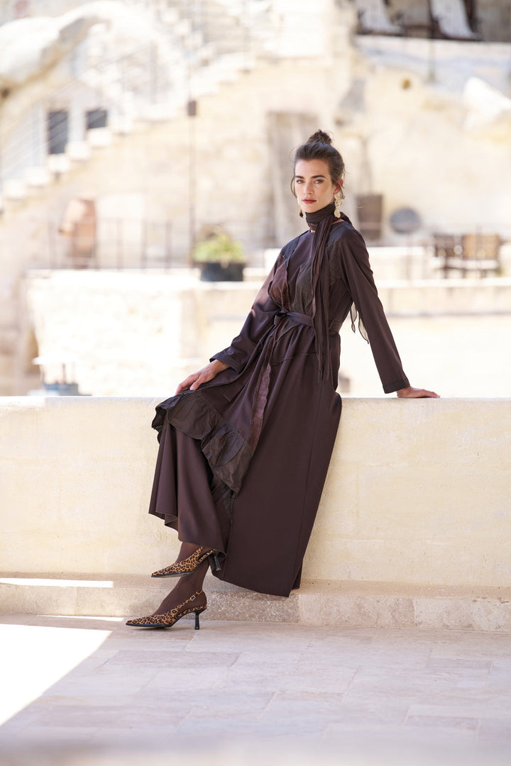 Misswhence Patchwork Elbise Kahverengi 6