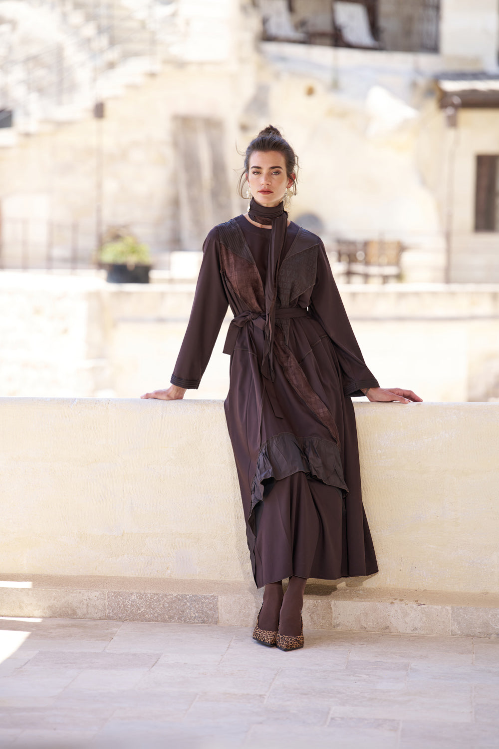 Misswhence Patchwork Elbise Kahverengi 7