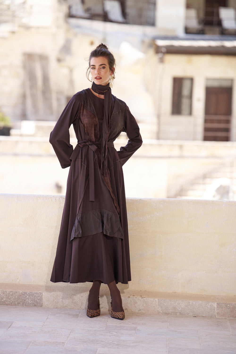 Misswhence Patchwork Elbise Kahverengi 8
