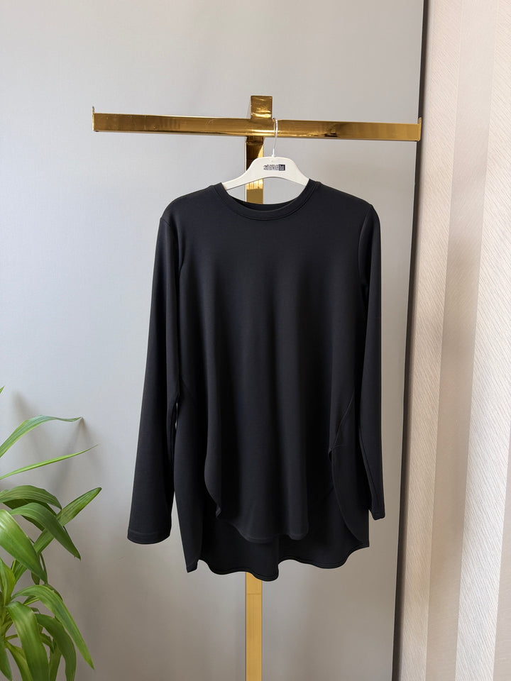 AlmarwahBlack Oval Kesimli Tunik 102269