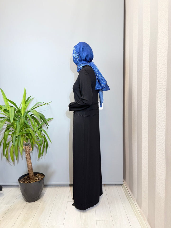 MissDalida Şerit Detaylı Dik Yaka Uzun Elbise - 3264010