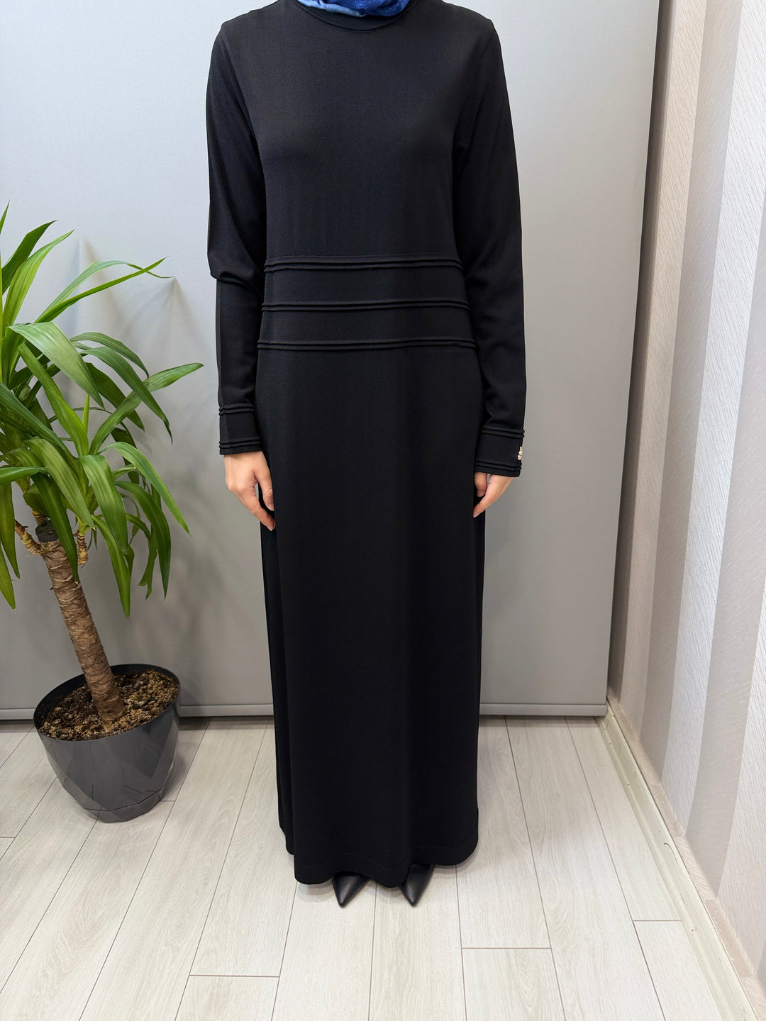 MissDalida Şerit Detaylı Dik Yaka Uzun Elbise - 3264010