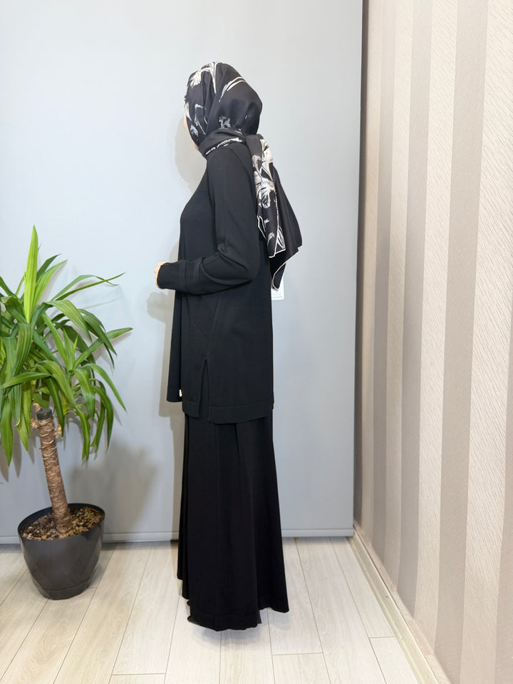 MissDalida Kendinden Desenli Triko Tunik Etek Takım - 3266011(3262004)