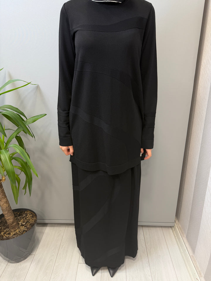 MissDalida Kendinden Desenli Triko Tunik Etek Takım - 3266011(3262004)