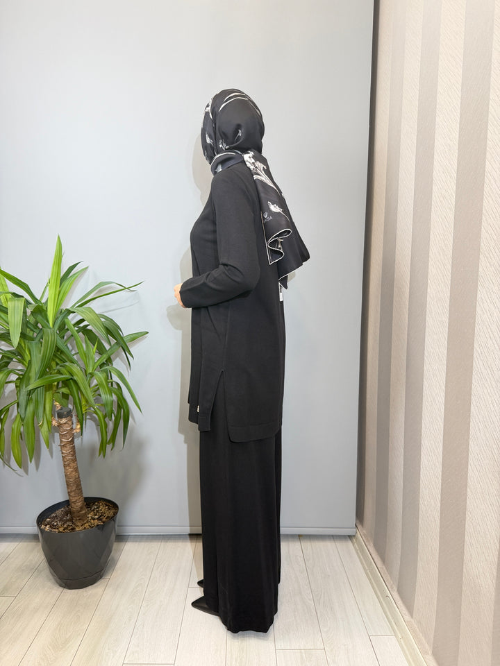 MissDalida Ekose Desenli Triko Tunik Bol Paça Touch Me Pantolon Takım 3266102(3267101)