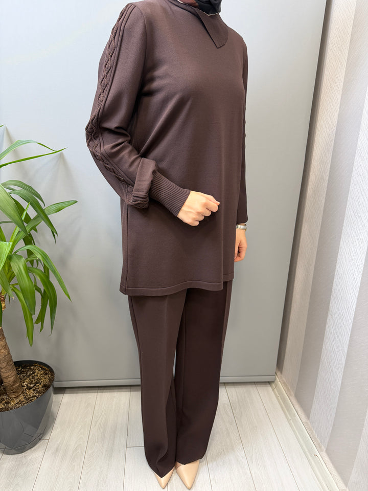 Valin Triko Kol Zincir Detaylı Tunik Pantolon Takım 162942(162972)