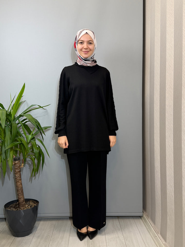 Valin Triko Kol Zincir Detaylı Tunik Pantolon Takım 162942(162972)