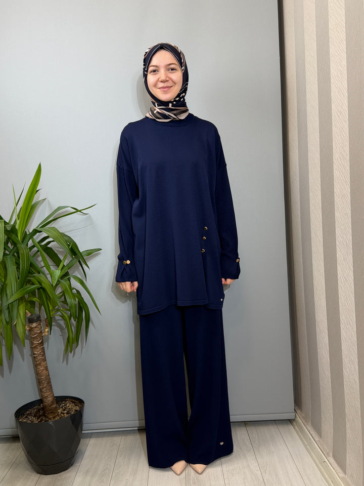 Valin Triko Düğme Detaylı Tunik Fitilli Pantolon 162994(162941)