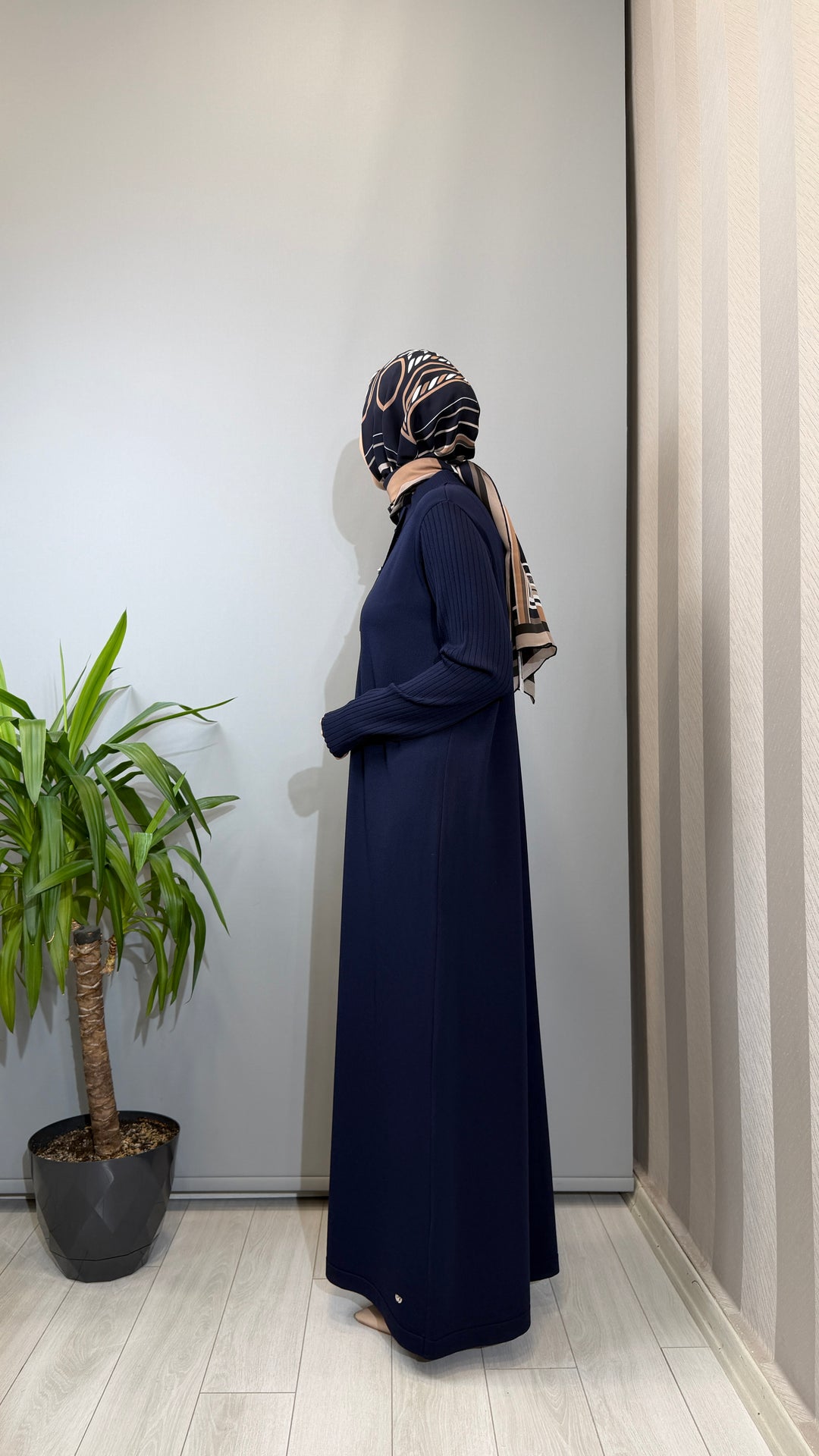 Valin Triko Düğme Detaylı Triko Elbise 162993 - Lacivert 