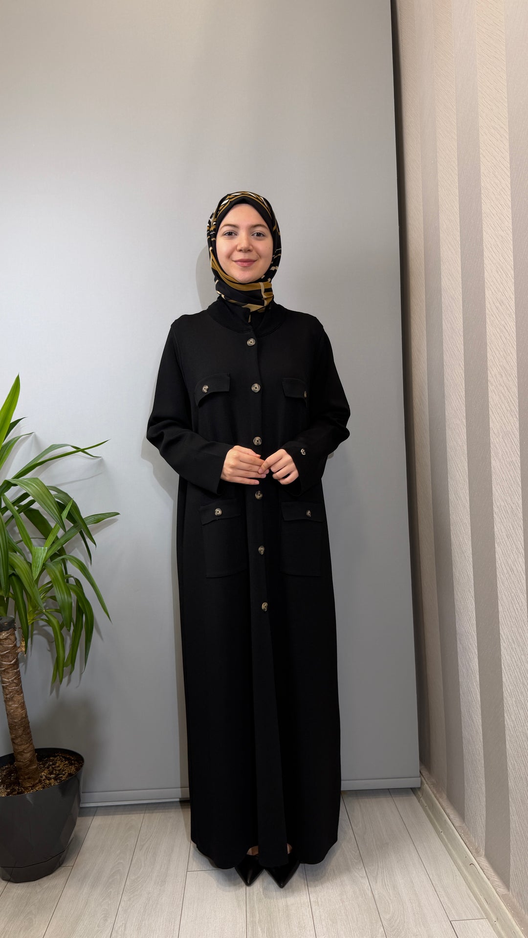 Valin Triko Düğmeli Uzun Hırka 162992 - Siyah 