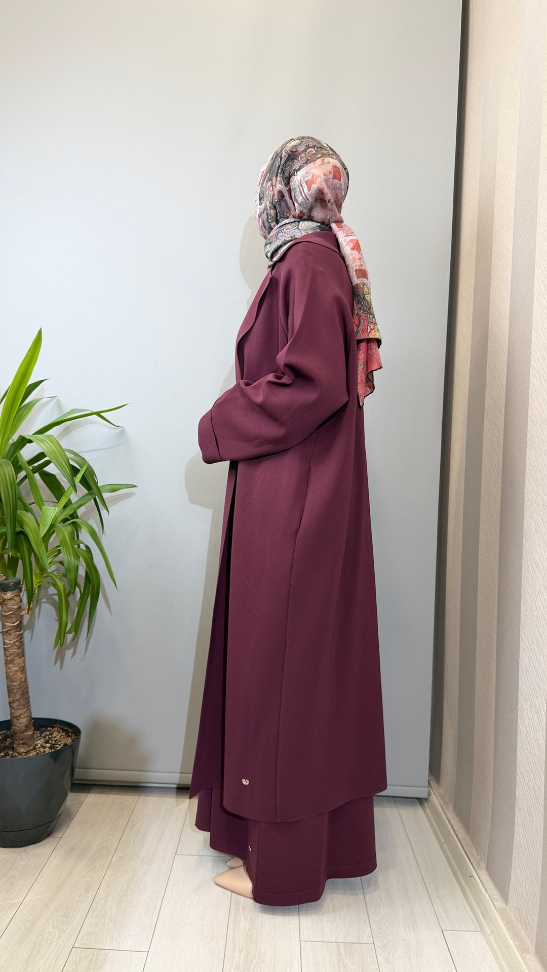 Valin Triko Önü Açık Uzun Hırka 162963 - Bordo 
