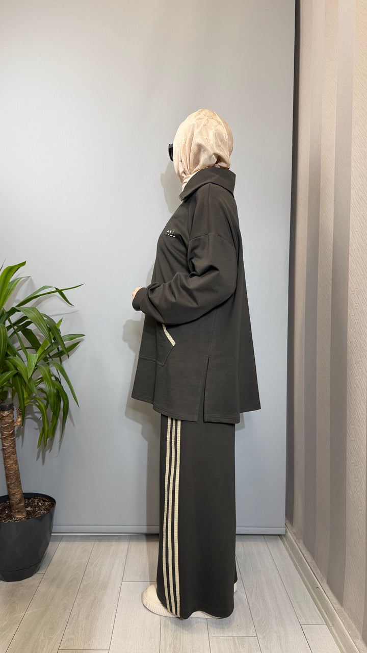 Almarwah Yarım Fermuarlı Tunik Pantolon Takım ALL-1006(ALL-9012)