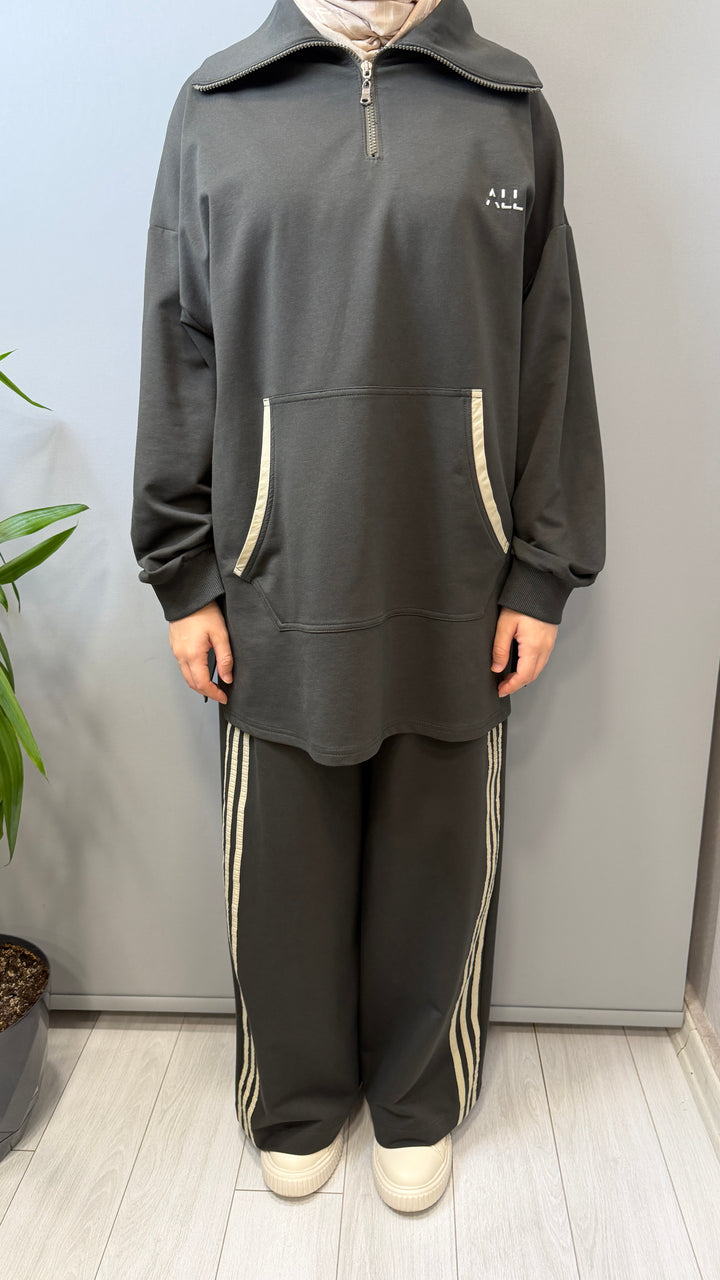 Almarwah Yarım Fermuarlı Tunik Pantolon Takım ALL-1006(ALL-9012)