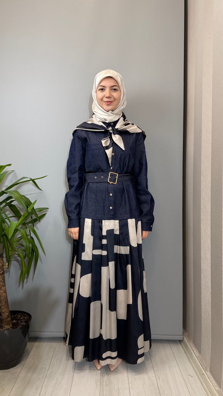 Clande Fularlı Elbise 2602-5036